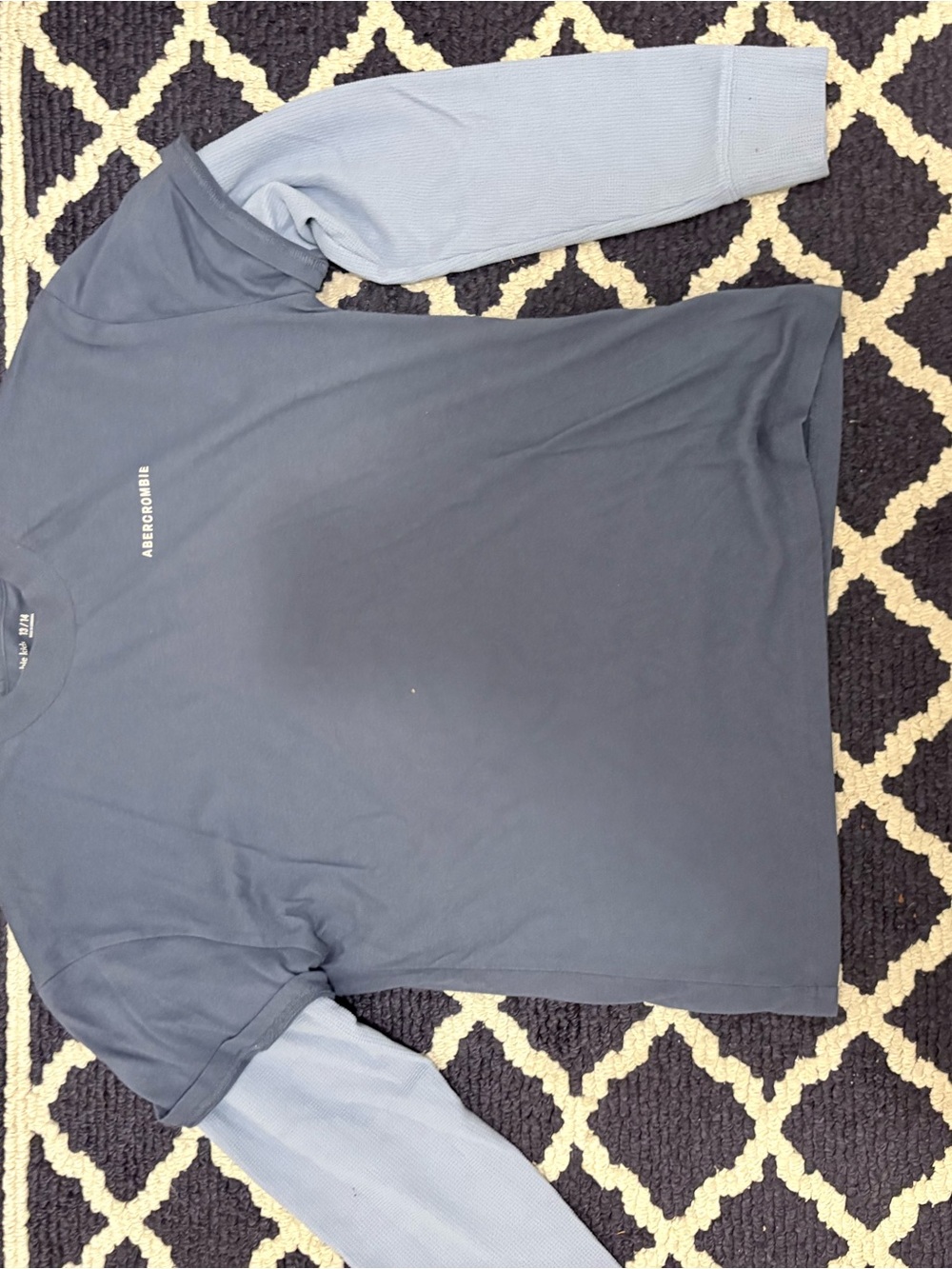 Abercrombie & Fitch Men's Two-Tone Navy Layered Long Sleeve Shirt
